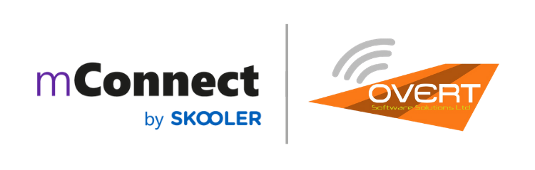 Skooler Logo (Creator of mconnect Moodle Solution Application) next to Overt Software's Logo 