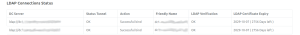 Table displaying LDAP connection status